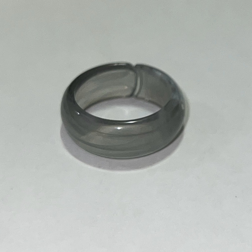 New Translucent Grey And White Swirl Resin Ring Size US 9.5 Unisex Cyberpunk